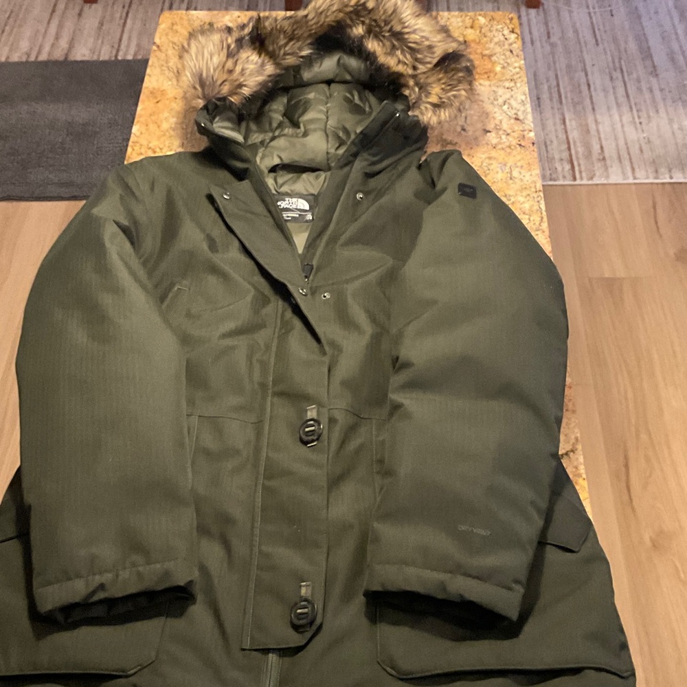 The North Face Olive Green Women's Parka with Faux Fur Hood
